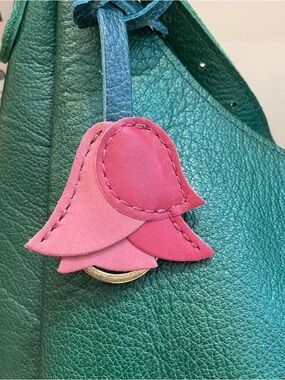 Portland Leather Rose in Berry Good and Foxglove Bag Charm - NEW